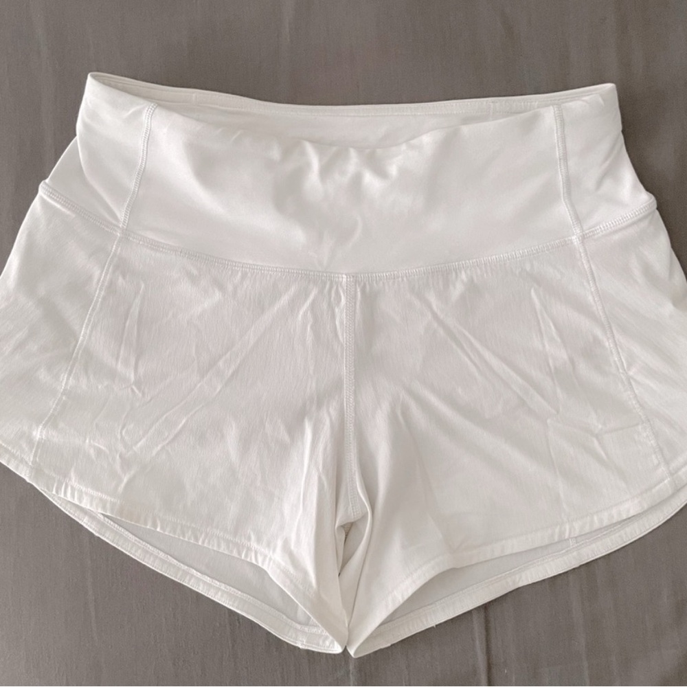 White Lululemon Speed Up Shorts